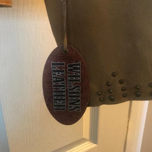 Wilsons Leather Jacket - Brass Studs - Zip Front - Brown - Picture 3 of 3